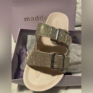 Madden girl rhinestone blush, sandals, slide size 9